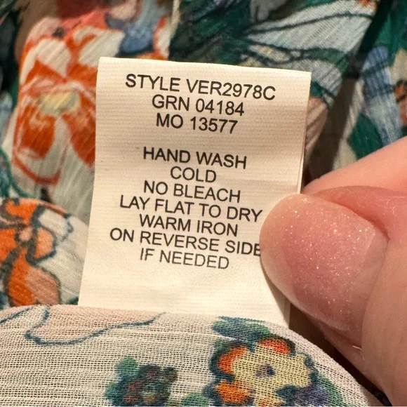 fig and flower Sheer Floral Tiered Maxi Dress in Green, White, & Orange - Picture 10 of 12